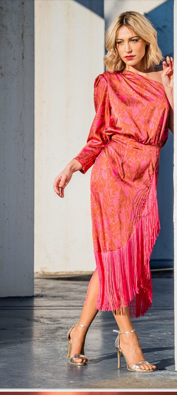 Vestido flecos estampado - Imagen 2