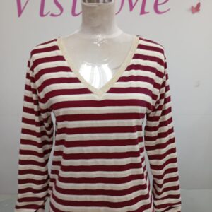 Camiseta rayas burdeos
