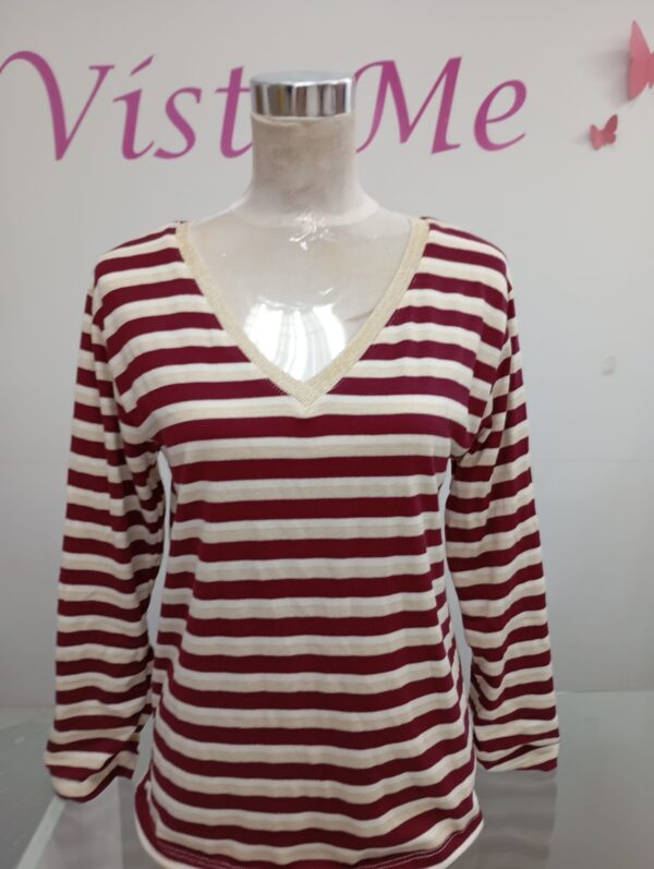 Camiseta rayas burdeos