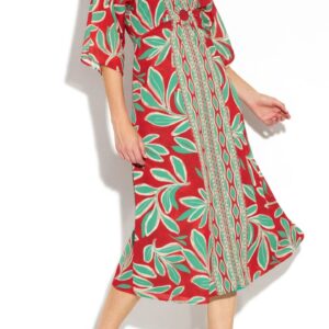 Vestido gasa hojas