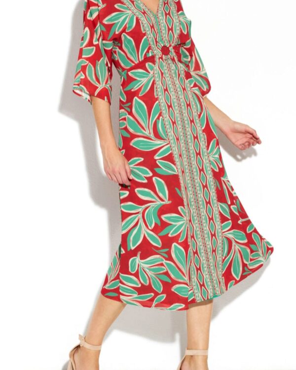 Vestido gasa hojas