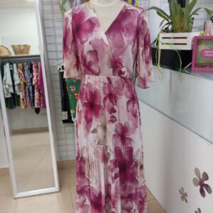 Vestido plisado estampado